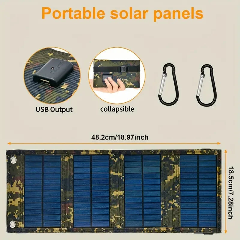 Portable USB Foldable Solar Panel, Folding Solar Panels For Travel, Mobile Phone Charging Bank, Flashlight, Fan, Mobile Phone Ba