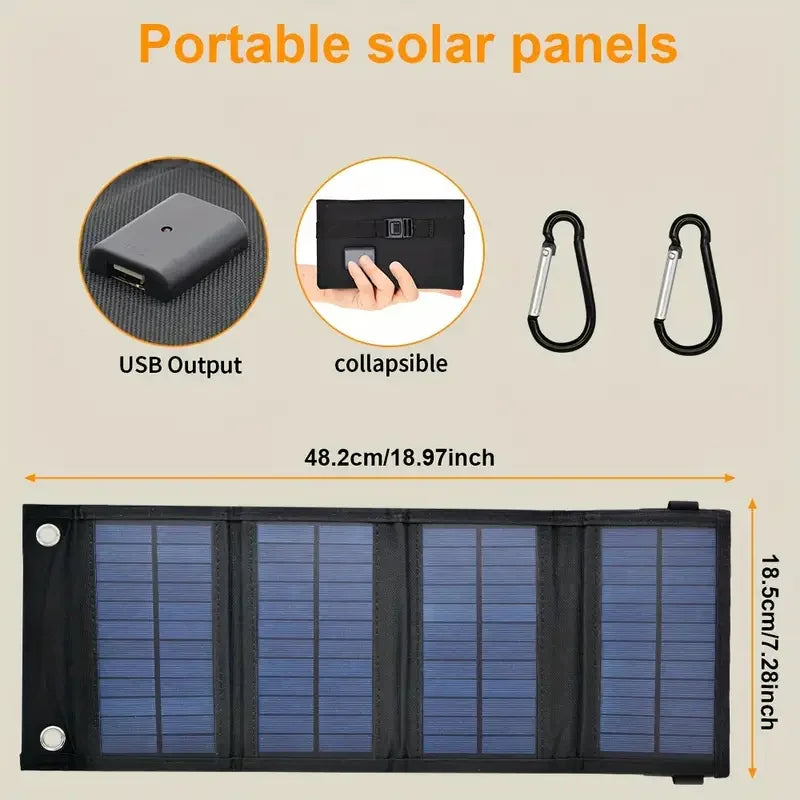 Portable USB Foldable Solar Panel, Folding Solar Panels For Travel, Mobile Phone Charging Bank, Flashlight, Fan, Mobile Phone Ba