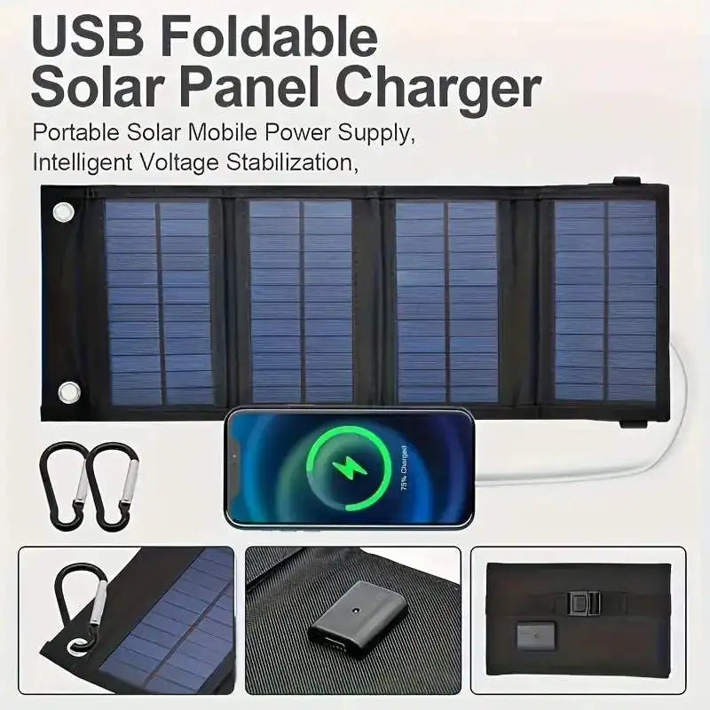Portable USB Foldable Solar Panel, Folding Solar Panels For Travel, Mobile Phone Charging Bank, Flashlight, Fan, Mobile Phone Ba