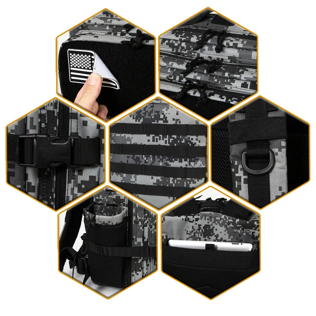 45L Tactical Backpack Hunting Rucksack with Dual Cup Holders  Outdoor camping equipment back pack Hiking Survival Rucksack