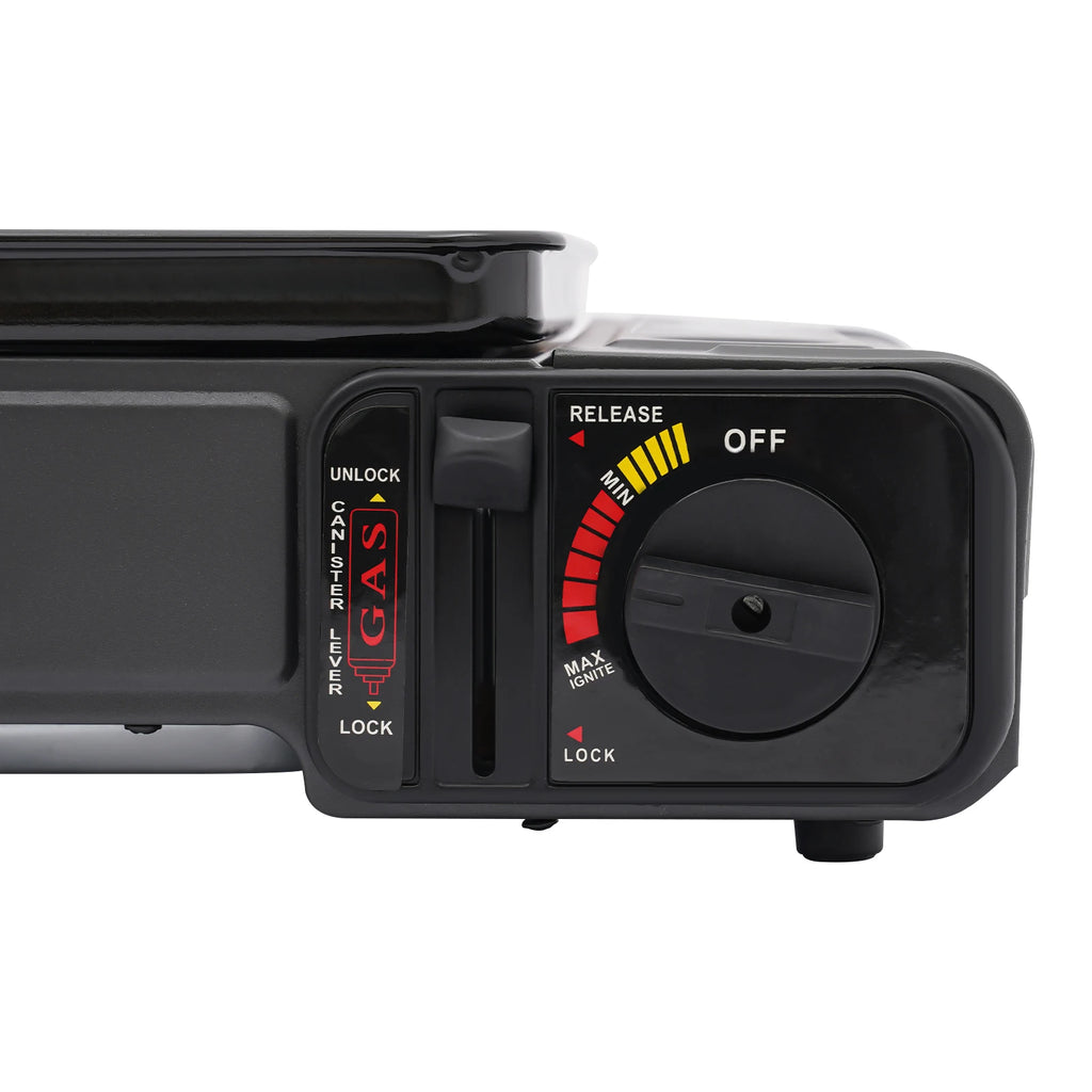 Butane Grill Stove, Portable Camping Grill Gas Stove, with Stainless Steel Cooking Grate and Nonstick Griddle for Camping