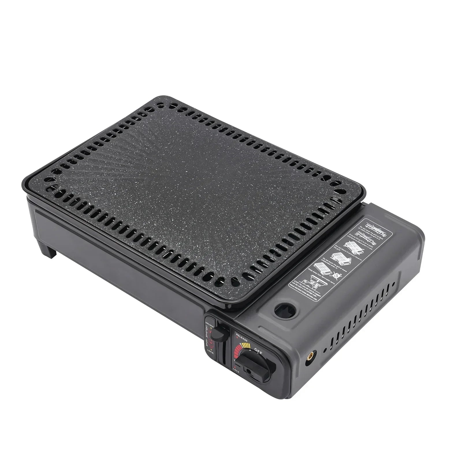 Butane Grill Stove, Portable Camping Grill Gas Stove, with Stainless Steel Cooking Grate and Nonstick Griddle for Camping