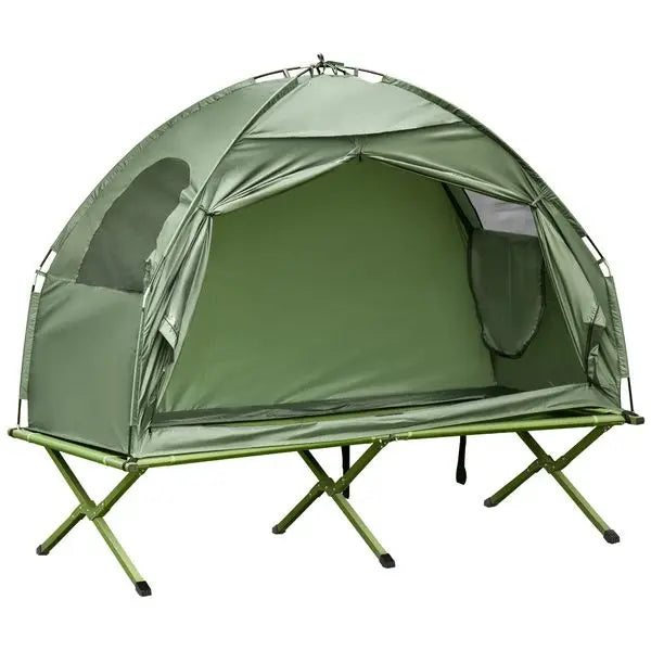 Outsunny Camping Tent Cot, Single Person Folding Cot Combo, Off-Ground Tent, Covered Outdoor Bed with Carry Bag for Hiking, Camp