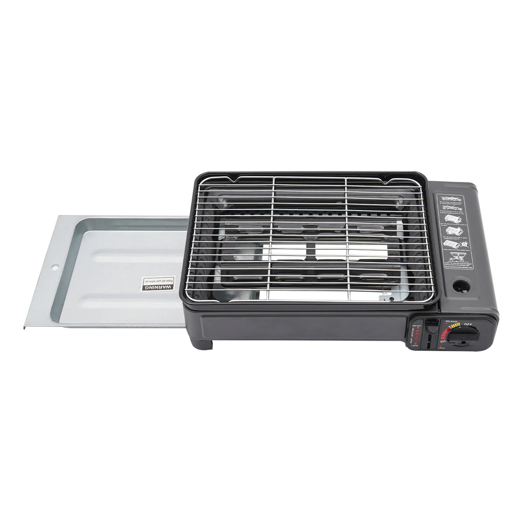 Butane Grill Stove, Portable Camping Grill Gas Stove, with Stainless Steel Cooking Grate and Nonstick Griddle for Camping