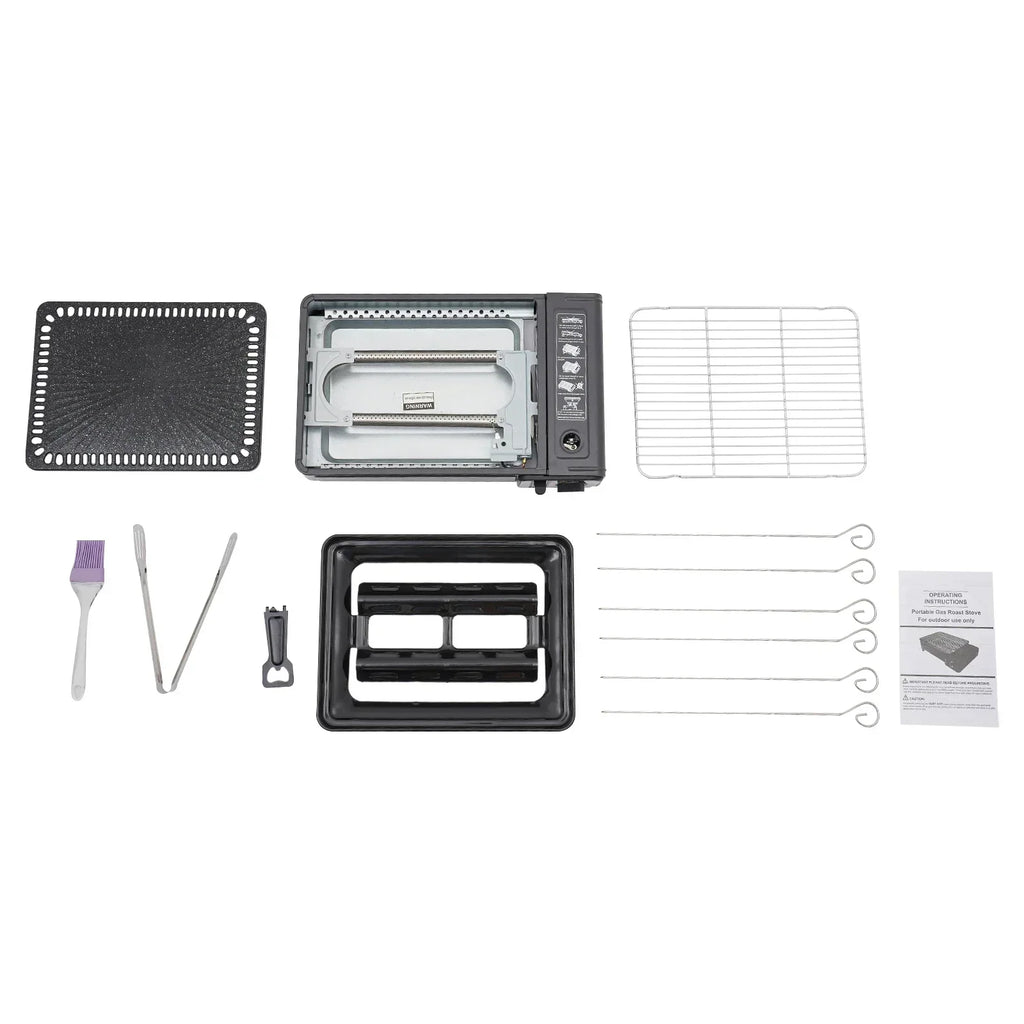 Butane Grill Stove, Portable Camping Grill Gas Stove, with Stainless Steel Cooking Grate and Nonstick Griddle for Camping