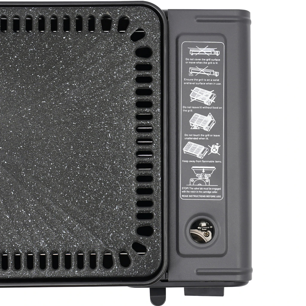 Butane Grill Stove, Portable Camping Grill Gas Stove, with Stainless Steel Cooking Grate and Nonstick Griddle for Camping