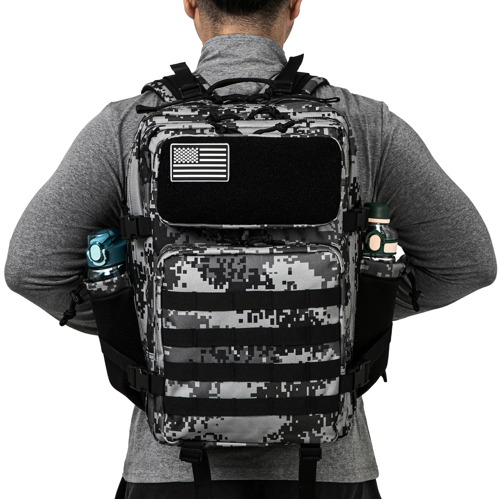 45L Tactical Backpack Hunting Rucksack with Dual Cup Holders  Outdoor camping equipment back pack Hiking Survival Rucksack