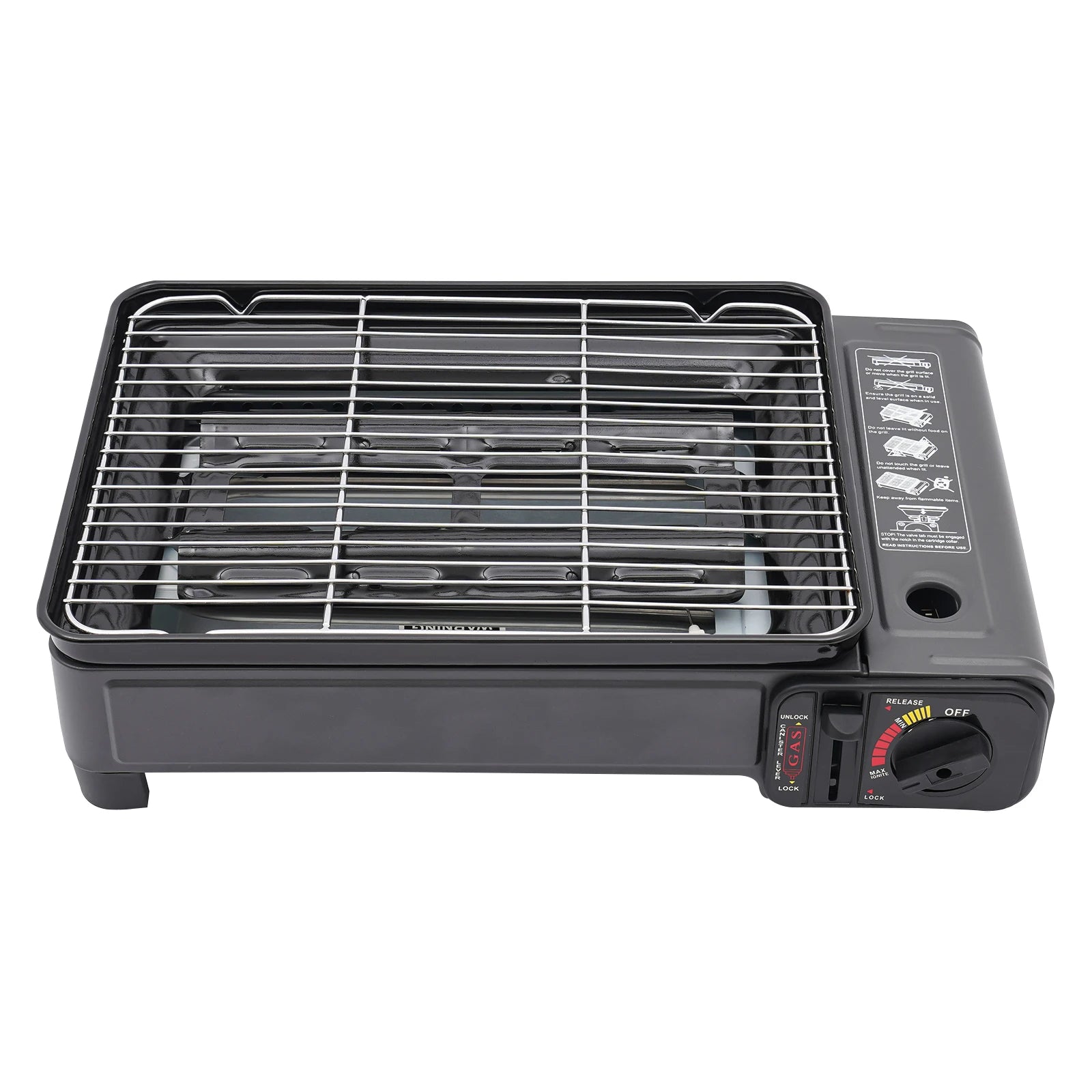 Butane Grill Stove, Portable Camping Grill Gas Stove, with Stainless Steel Cooking Grate and Nonstick Griddle for Camping